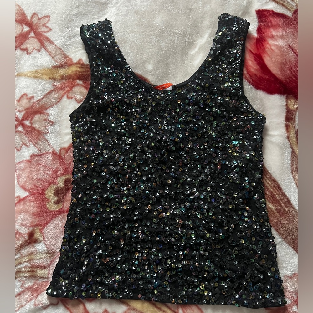 Glamorous Black Sequin Tank Top